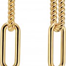 18K Gold Plated Hoop Earrings Convertible Twisted Rope Chain Link Earrings for W
