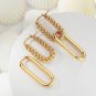 18K Gold Plated Hoop Earrings Convertible Twisted Rope Chain Link Earrings for W