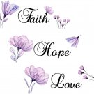 Lchen Faith Hope Love Wall Sticker Purple Lily Flower PVC Wall Decal Home Backgr