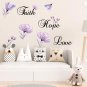 Lchen Faith Hope Love Wall Sticker Purple Lily Flower PVC Wall Decal Home Backgr