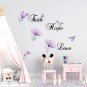 Lchen Faith Hope Love Wall Sticker Purple Lily Flower PVC Wall Decal Home Backgr