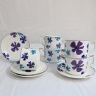 Guangyang 12 Pieces Fine Porcelain Cups and Saucers Set, 7Oz/220Ml Tea Set, Flow