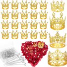 324 Pcs Gold Flower Bouquet Accessories 300 Pcs Diamond Pins for Flowers Bouquet