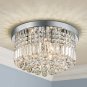 Saint Mossi Modern K9 Crystal Raindrop Chandelier Lighting Flush Mount LED Ceili
