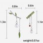 Bamboo Asymmetrical S925 Sterling Silver Stud Earrings Green Retro Pearl Earring