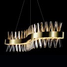 LED Modern Island Light for Dining Rooms, Gold Crystal Linear Chandelier, Stainl