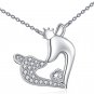 Deer Necklace Sterling Silver Cubic Zirconia Double Deer Couples Pendant Fawn Je