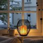 Set of 2 Battery Operated Lamp Table Lantern, Flickering Flame Metal Cage Cordle