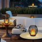 Set of 2 Battery Operated Lamp Table Lantern, Flickering Flame Metal Cage Cordle