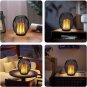 Set of 2 Battery Operated Lamp Table Lantern, Flickering Flame Metal Cage Cordle
