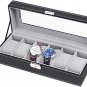 NEX 6 Slots Watch Box Organizer for Men, Black Watch Stand Display Storage Case