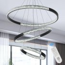 3-Rings D31.5’’ Modern Crystal LED Chandelier Black Dimmable Circular Pendant Li