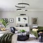 3-Rings D31.5ââ Modern Crystal LED Chandelier Black Dimmable Circular Pendant Li