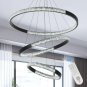3-Rings D31.5ââ Modern Crystal LED Chandelier Black Dimmable Circular Pendant Li