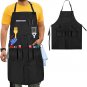 Large BBQ Grilling Apron, Cooking Apron for Men with Pockets & Slit Hem, Kitchen