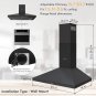 FIREGAS Black Range Hood 30 Inch, Black Stainless Range Hood 30 Inch with 3 Spee