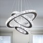 Diisunbihuo Modern LED Crystal Black Chandeliers 3 Rings Pendant Light Adjustabl