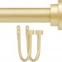 Curtain Rod with 2Pcs Curtain Holdbacks, Gold Curtain Rod for Windows 28 to 48