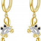Crab Huggie Earrings Sterling Silver Cubic Zirconia Crab Drop Hoop Earrings Sea