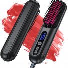 Cordless Hair Straightener Brush, Portable Negative Ion Hot Comb 45Mins Long Bat