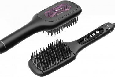Hair Straightener Brush, Askera Negative Ion Ceramic Straightening Brush with 14