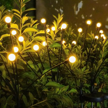 Solar Garden Light Outdoor Waterproof, 4 Pack 8 LED Swaying Firefly Garden Light