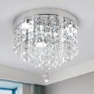 Deckrico Crystal Chandelier Modern LED Ceiling Light 3 Lights Flush Mount Stainl