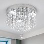 Deckrico Crystal Chandelier Modern LED Ceiling Light 3 Lights Flush Mount Stainl