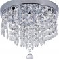 Deckrico Crystal Chandelier Modern LED Ceiling Light 3 Lights Flush Mount Stainl