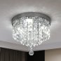 Deckrico Crystal Chandelier Modern LED Ceiling Light 3 Lights Flush Mount Stainl
