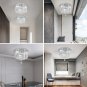 Deckrico Crystal Chandelier Modern LED Ceiling Light 3 Lights Flush Mount Stainl