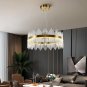 Modern Crystal Chandelier, round Crystal Gold LED Hanging Ceiling Light, Three C