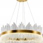 Modern Crystal Chandelier, round Crystal Gold LED Hanging Ceiling Light, Three C