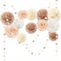 Wedding Party Decorations Set, 15PCS Ivory White Tissue Paper Pom Poms, Boho Bri