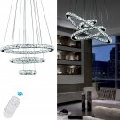 KKMYWAN Modern Crystal Chandelier Dimmable 3 Ring LED Chandelier round Pendant L