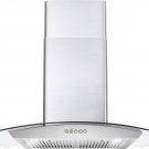 668A750 Wall Mount Range Hood 380-CFM with Ducted Glass Chimney Kitchen Stove Ve