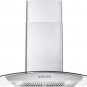 668A750 Wall Mount Range Hood 380-CFM with Ducted Glass Chimney Kitchen Stove Ve