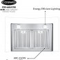 668A750 Wall Mount Range Hood 380-CFM with Ducted Glass Chimney Kitchen Stove Ve