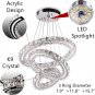 Modern Crystal Chandeliers DIY 3 Rings Dimmable Ceiling Light Fixture LED Pendan