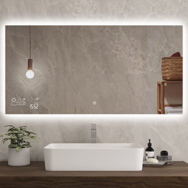 BYECOLD 48&acirc;��X24&acirc;�� Smart Bathroom Mirror Wi-Fi Enabled Weather Display, Anti-Fog LE