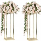 Pack of 2 24 Inch Tall Wedding Flower Vase Metal Flower Stand Gold Display Colum