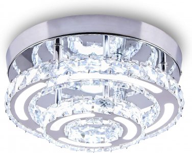 Modern LED Chandelier Crystal Flush Mount Ceiling Light Fixture 9.8" Mini Chande