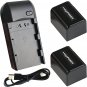 Camcorder Digital Video Camera Travel Charger and 2-Pack 3.7V 2000Mah NP-FV5 plu