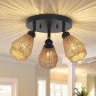 Semi Flush Mount Ceiling Light Fixture,3-Lights Boho Light Fixture Ceiling Mount