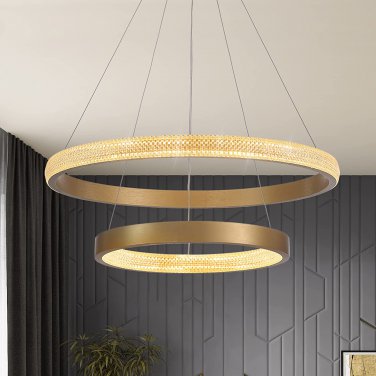 Modern Led Chandeliers, Led Rings Chandelier, Crystal Rings Pendant Lights Gold