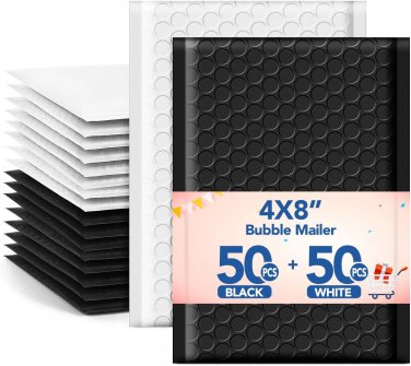 4X8" Bubble Mailer 100 Pack Small Padded Envelopes Cute Bubble Mailers Strong Ad