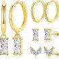 Gold Hoop Earrings Set for Women, 3Pairs 14K Gold Plated Lightweight Hypoallerge