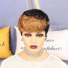 Rofa Pixie Cut Wig Human Hair for Black Women Layered Wavy Real Human Hair Black