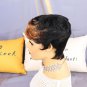 Rofa Pixie Cut Wig Human Hair for Black Women Layered Wavy Real Human Hair Black