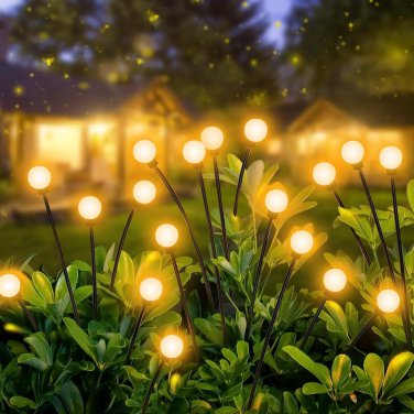 Solar Garden Lights-New Upgraded 8 LED Solar Powered Firefly Lights 2 Pack Solar